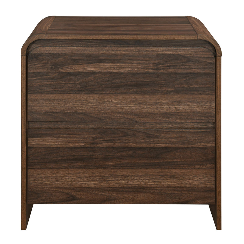 MARA TWO DRAWER END TABLE / BEDSIDE TABLE-WALNUT