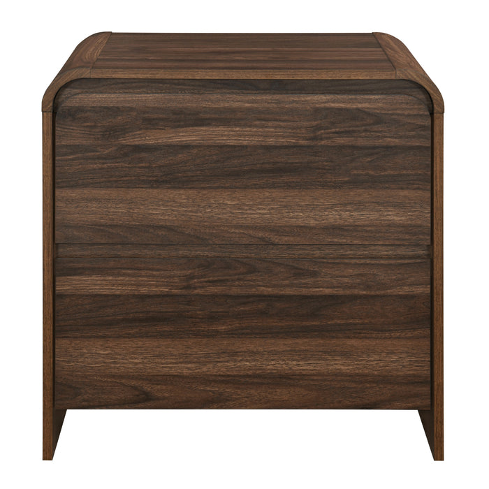 MARA TWO DRAWER END TABLE / BEDSIDE TABLE-WALNUT