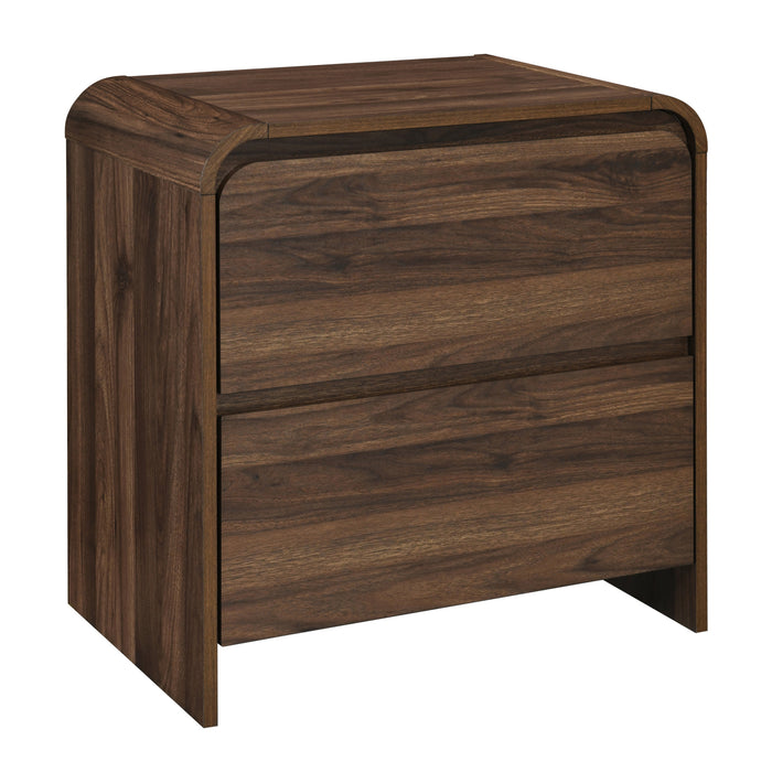 MARA TWO DRAWER END TABLE / BEDSIDE TABLE-WALNUT