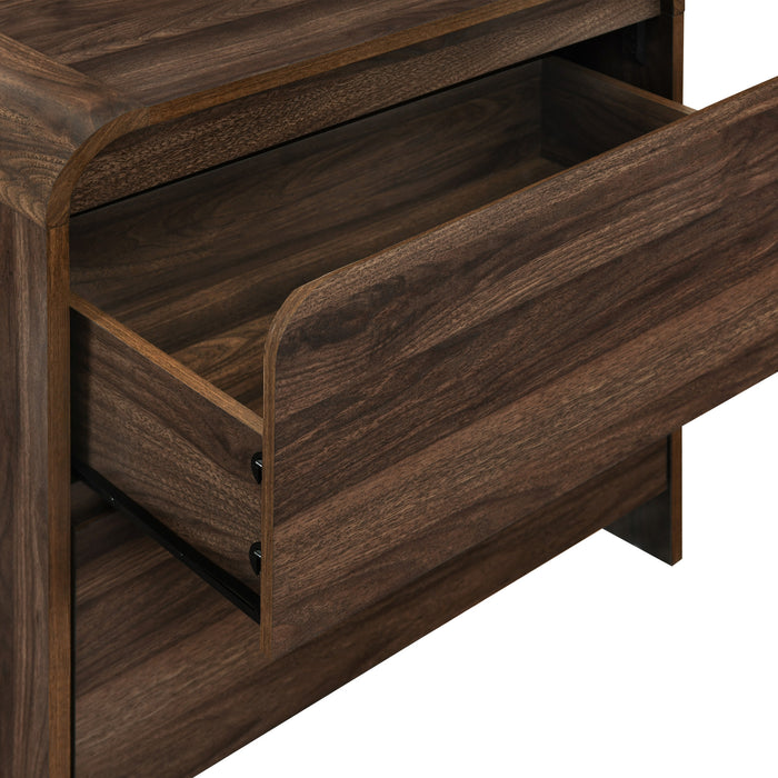 MARA TWO DRAWER END TABLE / BEDSIDE TABLE-WALNUT
