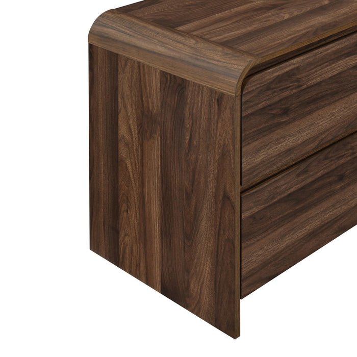 MARA TWO DRAWER END TABLE / BEDSIDE TABLE-WALNUT