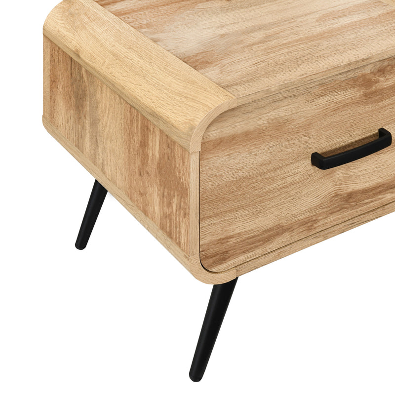 ROWAN ONE DRAWER END TABLE/BEDSIDE TABLE-NATURAL