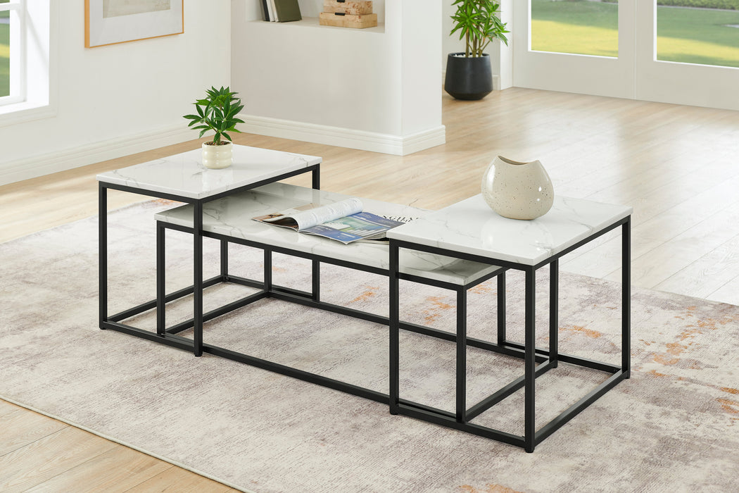 VETRA FAUX MARBLE 3 PC OCCASIONAL SET- 1 COFFEE & 2 END TABLE