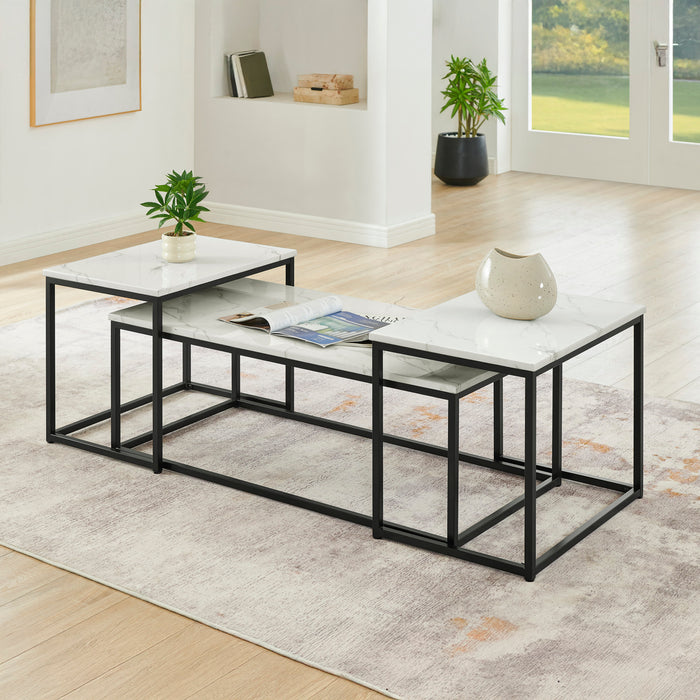 VETRA FAUX MARBLE 3 PC OCCASIONAL SET- 1 COFFEE & 2 END TABLE