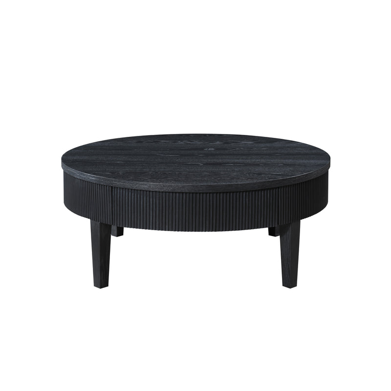 TATE ROUND ONE DRAWER COFFEE TABLE-BLACK