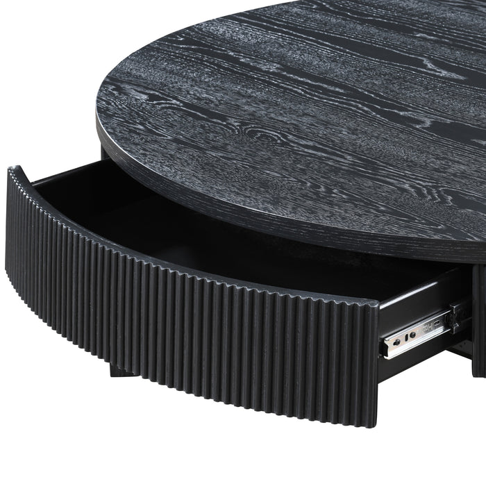 TATE ROUND ONE DRAWER COFFEE TABLE-BLACK