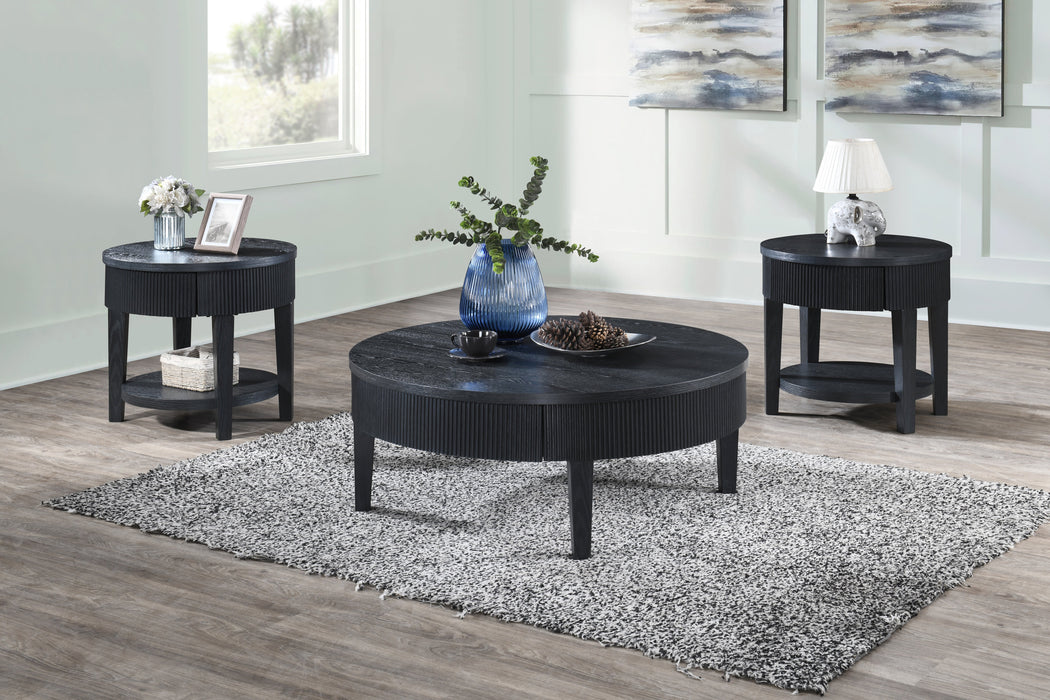 TATE ROUND ONE DRAWER COFFEE TABLE-BLACK