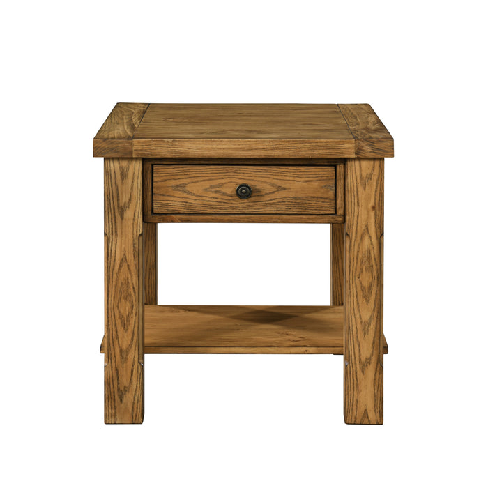 DUNCAN 1 DRAWER END TABLE-WALNUT