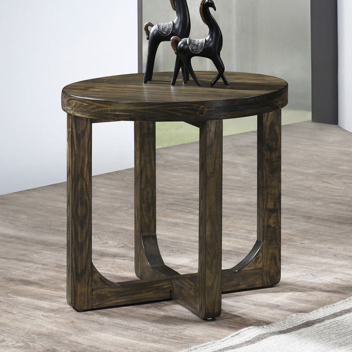 KERBY ROUND END TABLE-DK BROWN