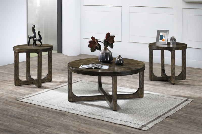KERBY ROUND END TABLE-DK BROWN