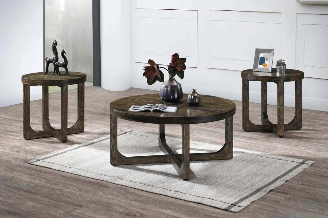 KERBY ROUND END TABLE-DK BROWN