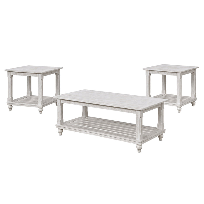CADE 3 PIECE OCCASIONAL SET- 1 COFFEE & 2 END TABLES - WHITE