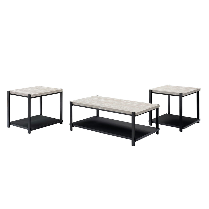 LINEA  3 PC OCCASIONAL SET- 1 COFFEE & 2 END TABLES-LT GRAY F
