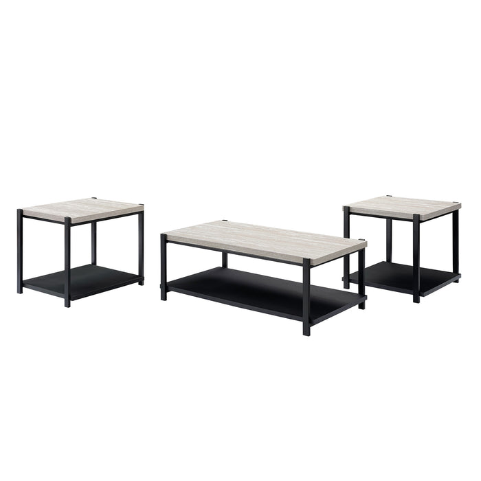 LINEA  3 PC OCCASIONAL SET- 1 COFFEE & 2 END TABLES-LT GRAY F