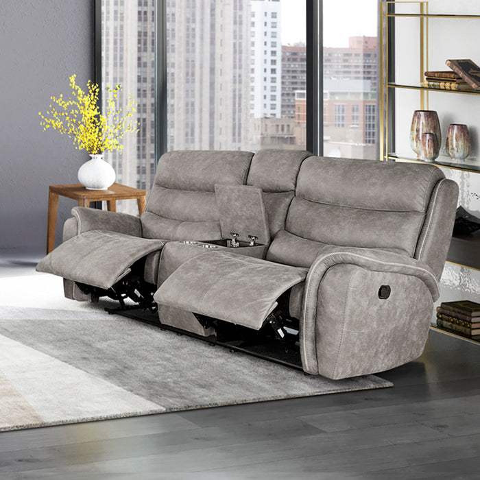 KAMARI CONSOLE LOVESEAT W/ DUAL RECLINERS-GRAY