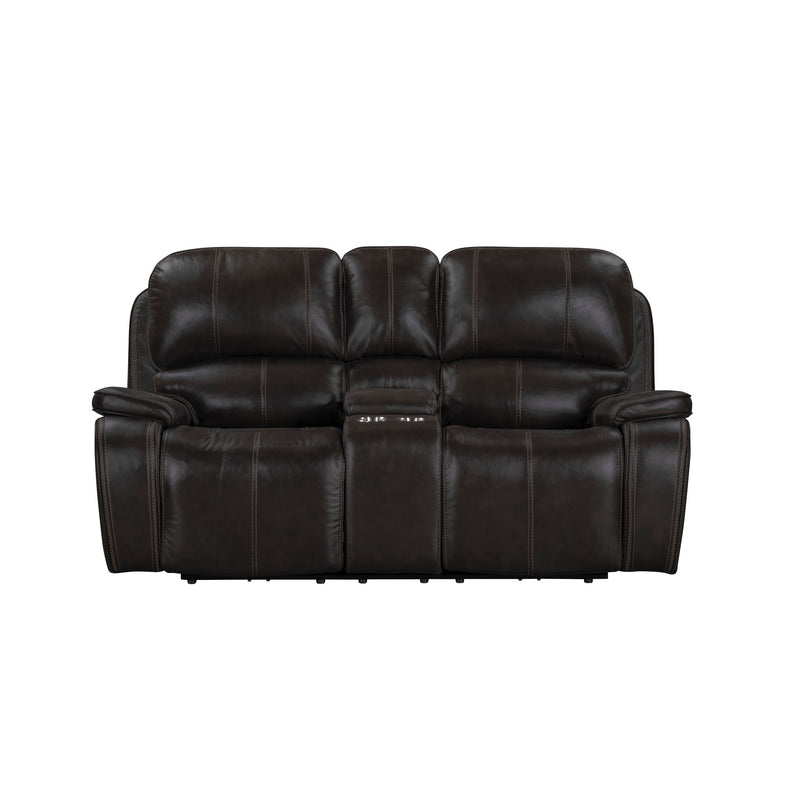 BROOKINGS CONSOLE LOVESEAT W/ DUAL RECLINERS-CHARCOAL