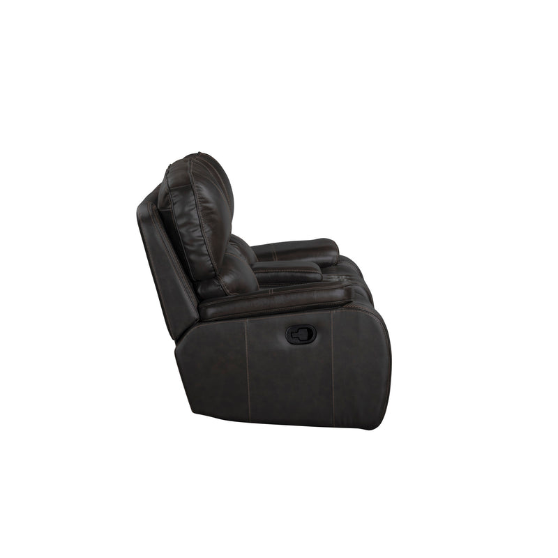 BROOKINGS CONSOLE LOVESEAT W/ DUAL RECLINERS-CHARCOAL