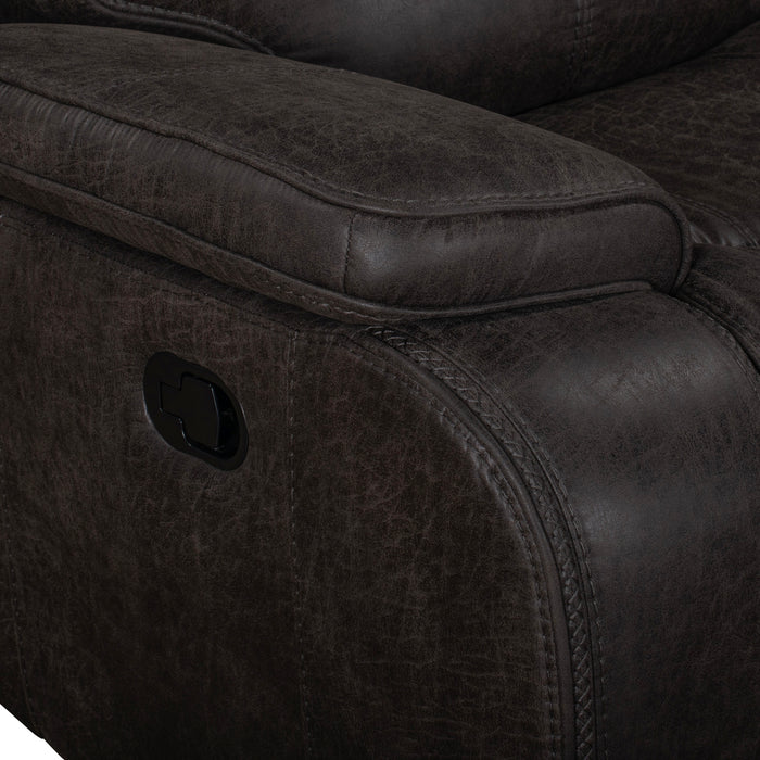 BROOKINGS CONSOLE LOVESEAT W/ DUAL RECLINERS-CHARCOAL