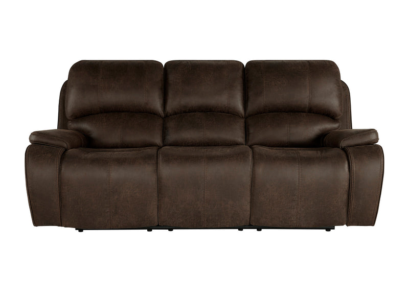 BROOKINGS  SOFA W/DUAL RECLINER-BROWN
