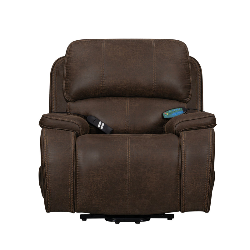 BROOKINGS POWER LIFT RECLINER W/ HEAT & MASSAGE-BROWN