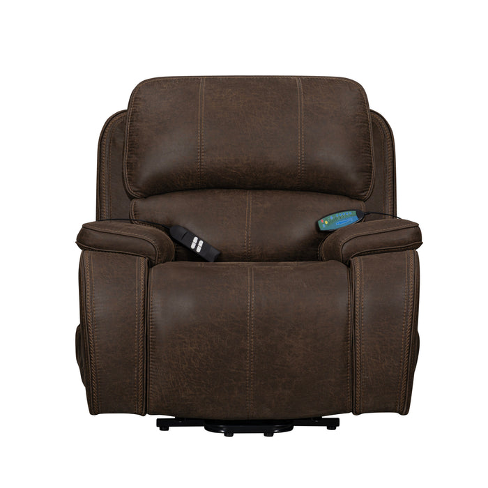 BROOKINGS POWER LIFT RECLINER W/ HEAT & MASSAGE-BROWN
