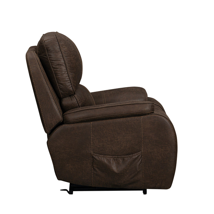 BROOKINGS POWER LIFT RECLINER W/ HEAT & MASSAGE-BROWN