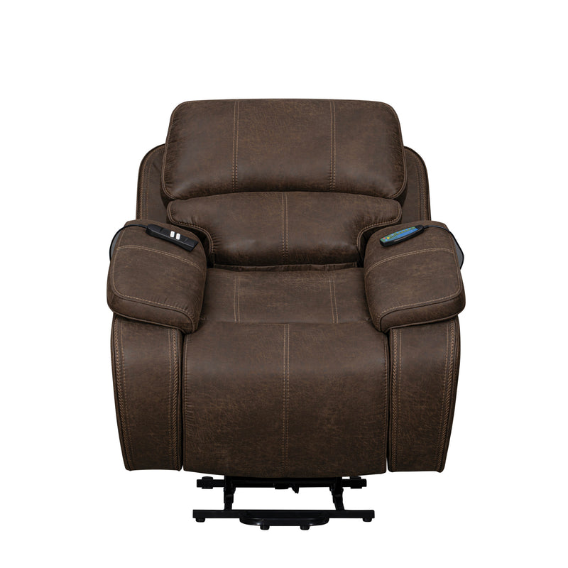 BROOKINGS POWER LIFT RECLINER W/ HEAT & MASSAGE-BROWN