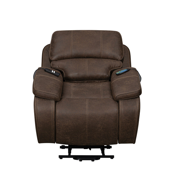 BROOKINGS POWER LIFT RECLINER W/ HEAT & MASSAGE-BROWN
