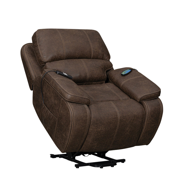 BROOKINGS POWER LIFT RECLINER W/ HEAT & MASSAGE-BROWN