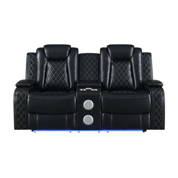 ORION II CONSOLE LOVESEAT W/ DUAL RECLINERS-BLACK
