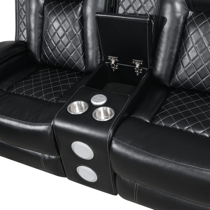 ORION II CONSOLE LOVESEAT W/ DUAL RECLINERS-BLACK