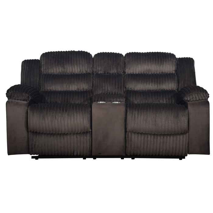 WILLOW CONSOLE LOVESEAT W/ DUAL RECLINERS-BROWN