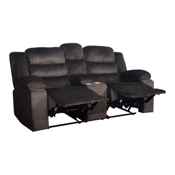 WILLOW CONSOLE LOVESEAT W/ DUAL RECLINERS-BROWN