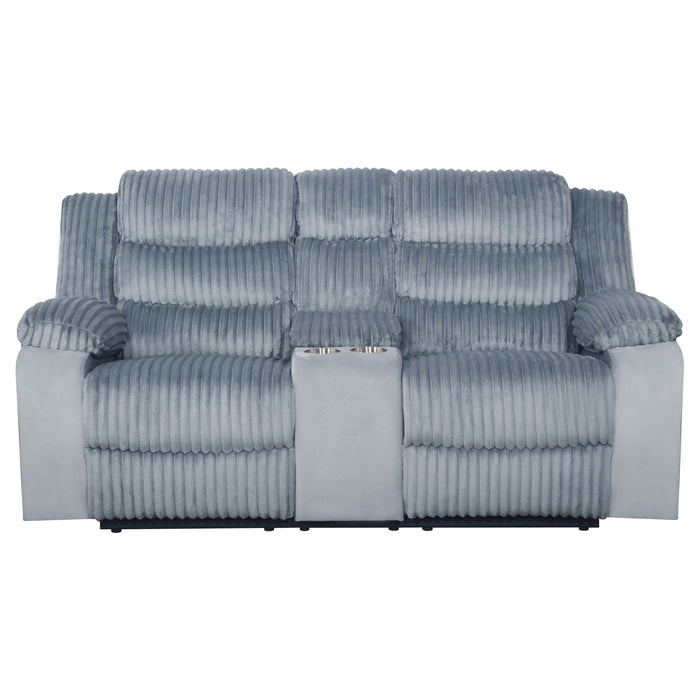 WILLOW CONSOLE LOVESEAT W/ DUAL RECLINERS-GRAY