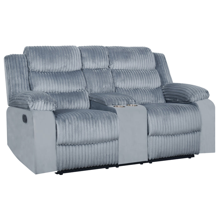 WILLOW CONSOLE LOVESEAT W/ DUAL RECLINERS-GRAY