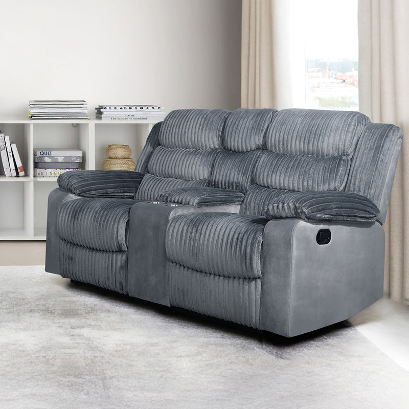 WILLOW CONSOLE LOVESEAT W/ DUAL RECLINERS-GRAY