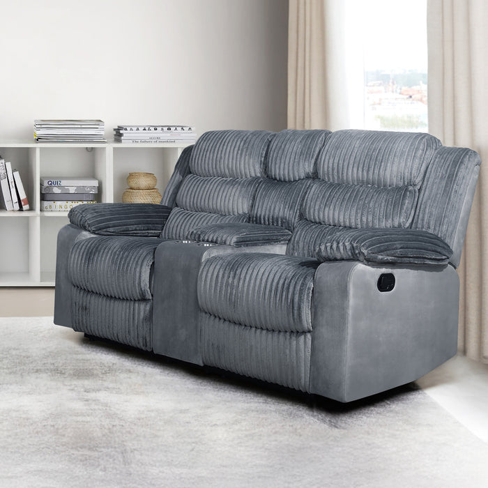 WILLOW CONSOLE LOVESEAT W/ DUAL RECLINERS-GRAY