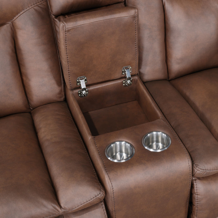 MORELLO  CONSOLE LOVESEAT W/PWR FR-BROWN