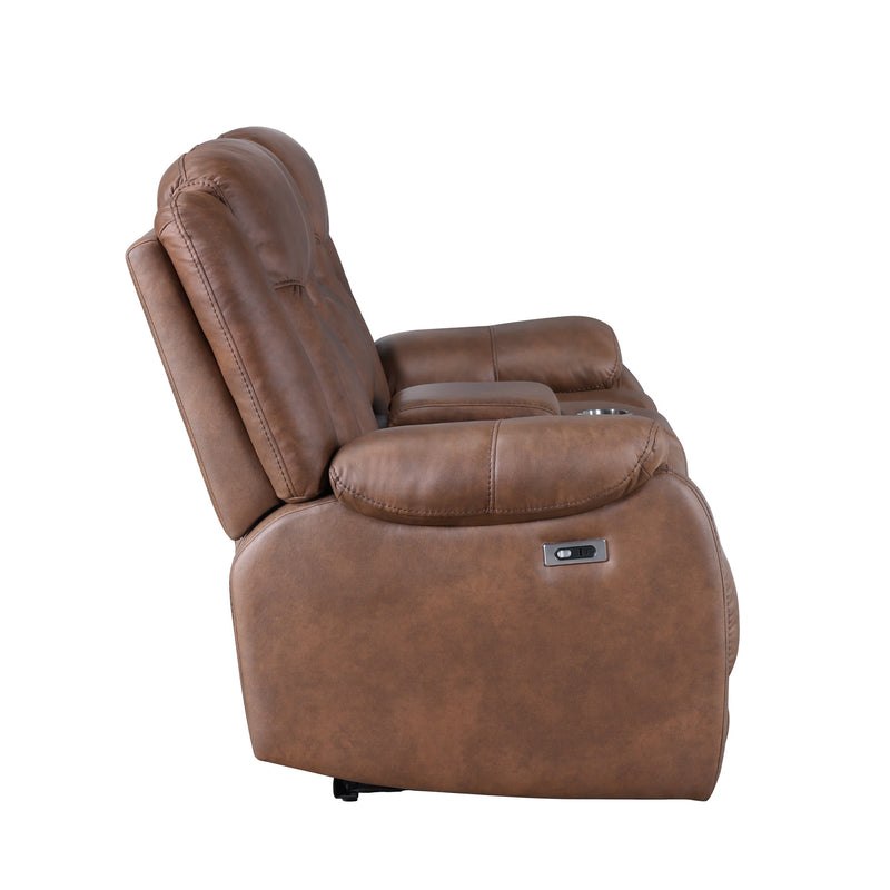 MORELLO  CONSOLE LOVESEAT W/PWR FR-BROWN
