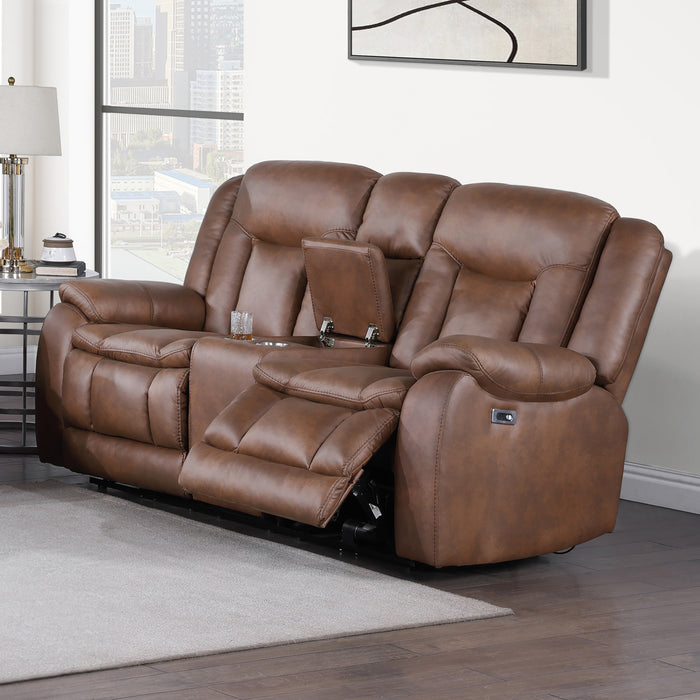 MORELLO  CONSOLE LOVESEAT W/PWR FR-BROWN