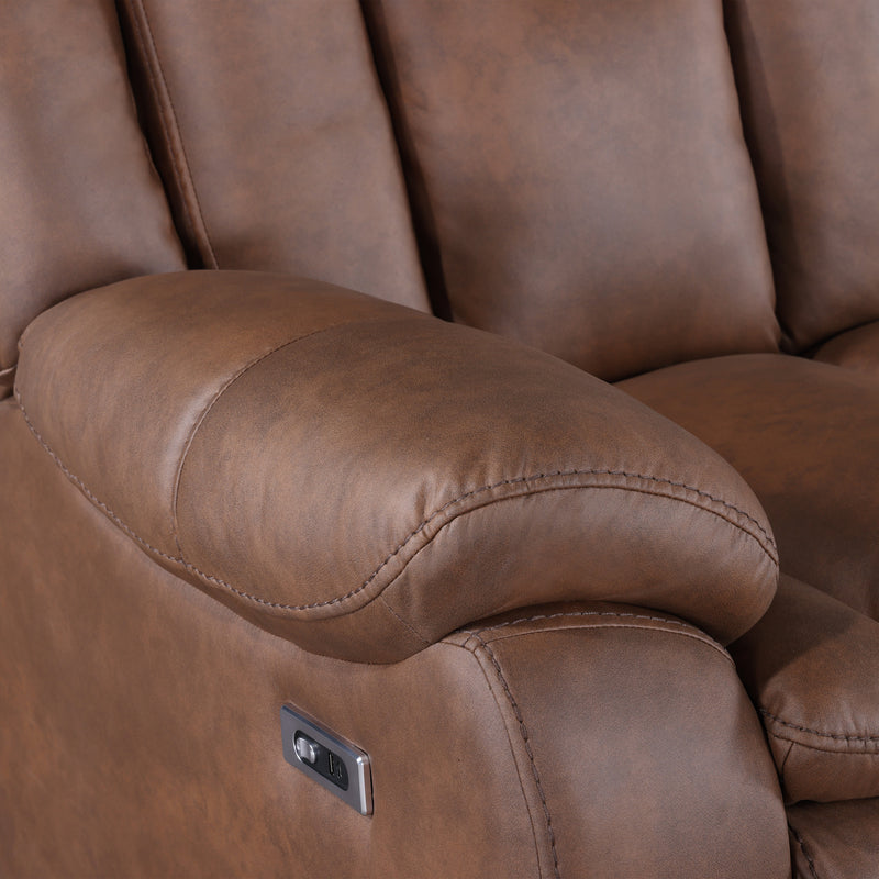 MORELLO  SOFA W/PWR FR- BROWN