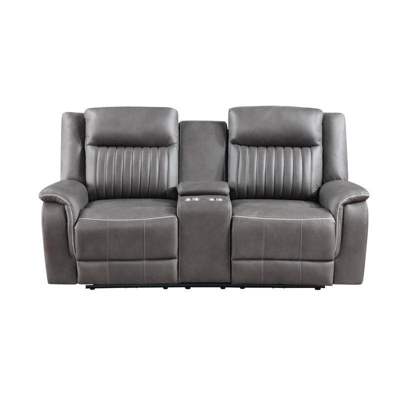 ENZO  CONSOLE LOVESEAT W/ DUAL RECLINERS--GRAY