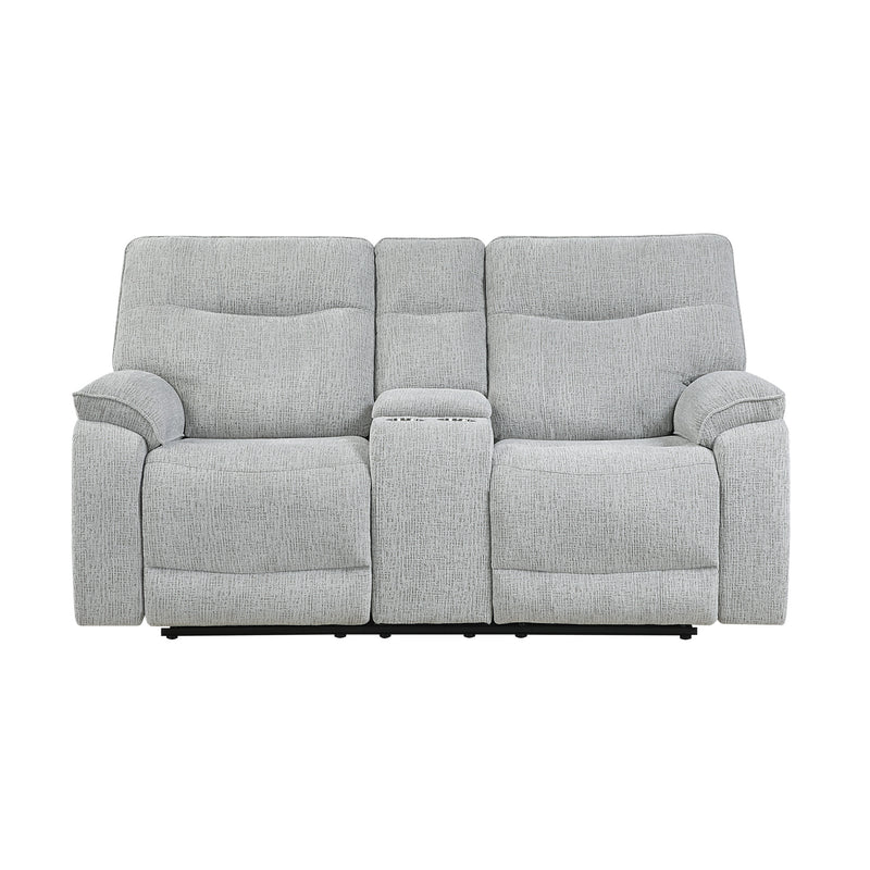 CHABLIS RECLINING CONSOLE LOVESEAT-MIST GRAY