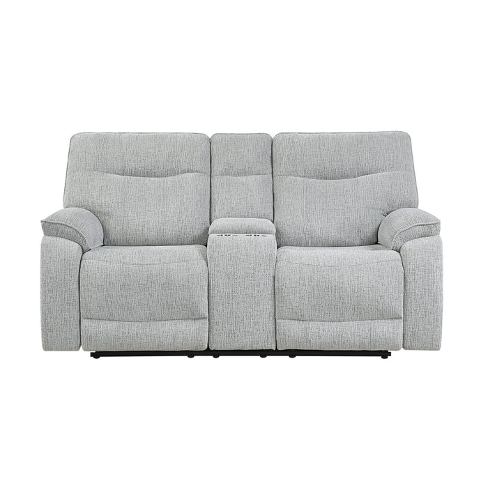 CHABLIS RECLINING CONSOLE LOVESEAT-MIST GRAY