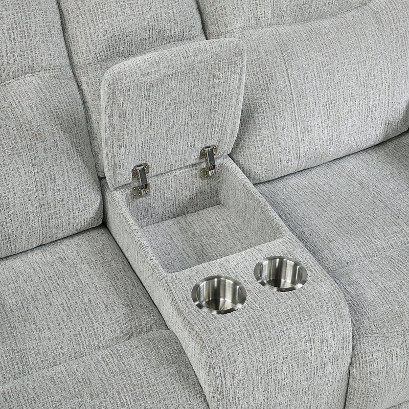 CHABLIS RECLINING CONSOLE LOVESEAT-MIST GRAY