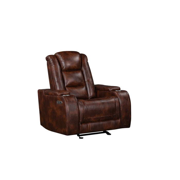 CHESTER GLIDER RECLINER W/PWR HR & FR-BROWN