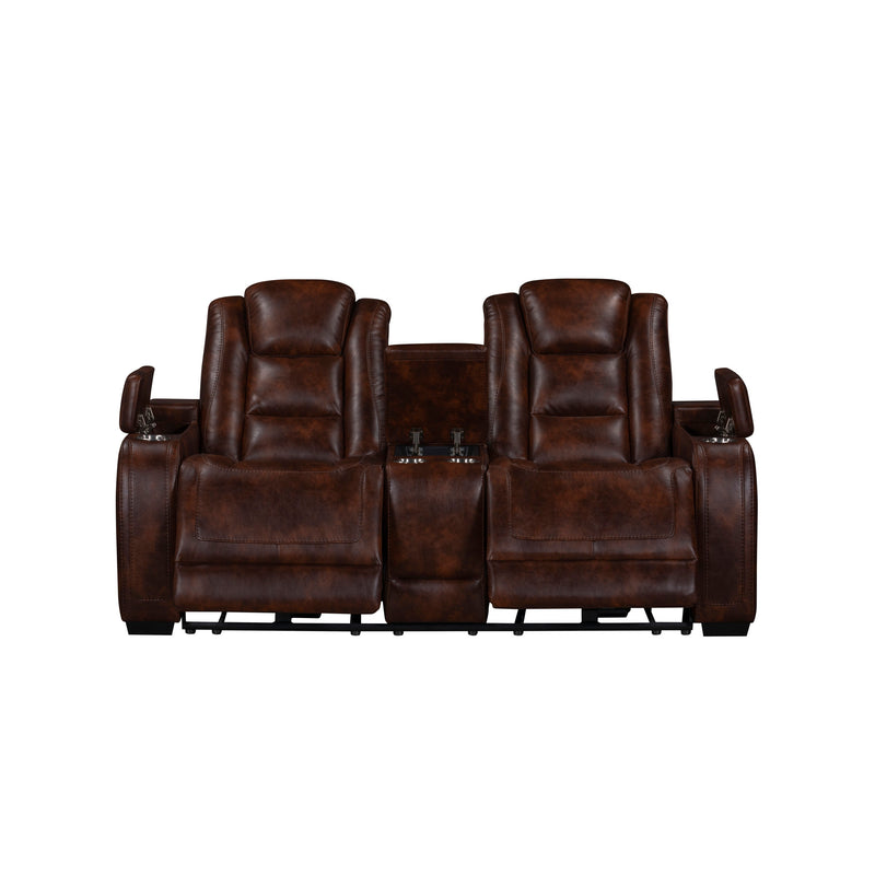 CHESTER RECLINING CONSOLE LOVESEAT-BROWN