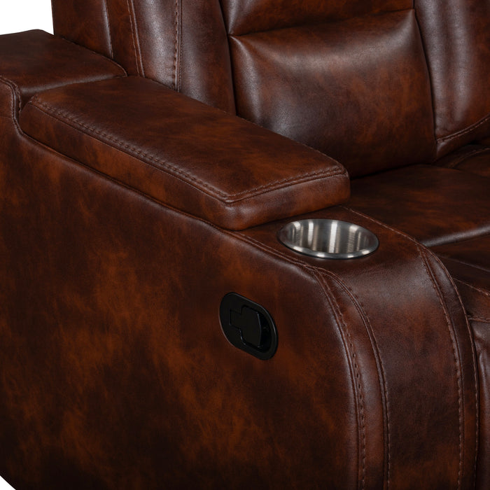 CHESTER RECLINING CONSOLE LOVESEAT-BROWN