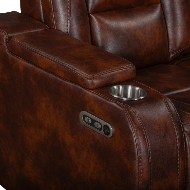 CHESTER RECLINING SOFA W/PWR HR & FR-BROWN
