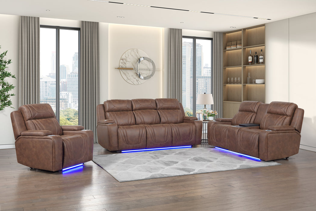 CARROW SOFA W/PWR HR & FR, STEREO,MASSAGE-BROWN
